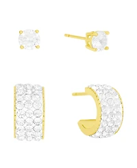 And Now This Crystal Stud and Hoop Earrings Set