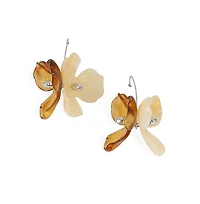 Women's The Iris Drop Earrings - Coffee Brown & Metallic Silver