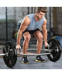 Skonyon 56 Inch Olympic Hexagon Deadlift Trap Bar with Folding Grips Powerlifting