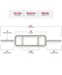 Sunny Health & Fitness 34” Threaded Chrome Tricep Bar with Star-Lock Collars