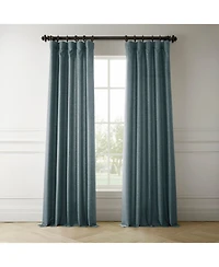 Half Price Drapes Sweden Blue Italian Faux Linen Room Darkening Curtain
