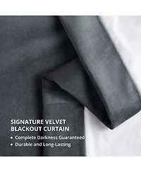 Half Price Drapes Distance Blue Grey Signature Velvet Blackout Curtain