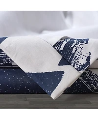 Half Price Drapes Triad Indigo Geometric Printed Cotton Room Darkening Curtain