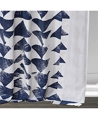 Half Price Drapes Triad Indigo Geometric Printed Cotton Room Darkening Curtain