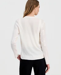 Anne Klein Women's Button-Front Sequin Cardigan