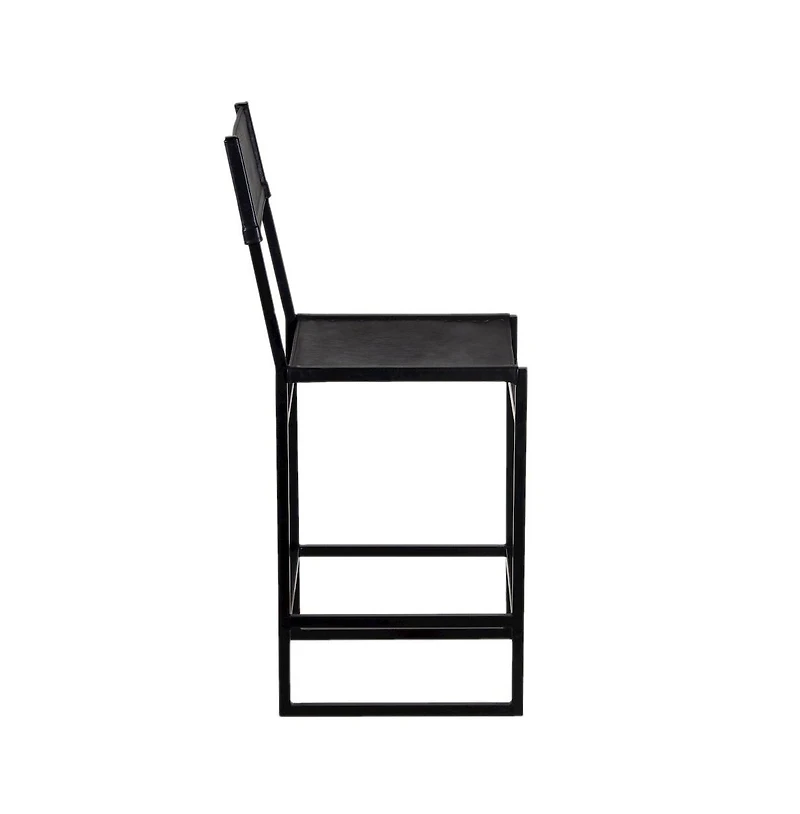 Remy Full-Grain Leather Bar Stool, Black