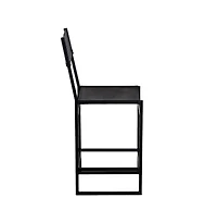 Remy Full-Grain Leather Bar Stool, Black