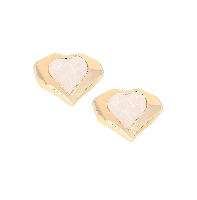 Women's The Coeur-Edge Stud Earrings - California Gold