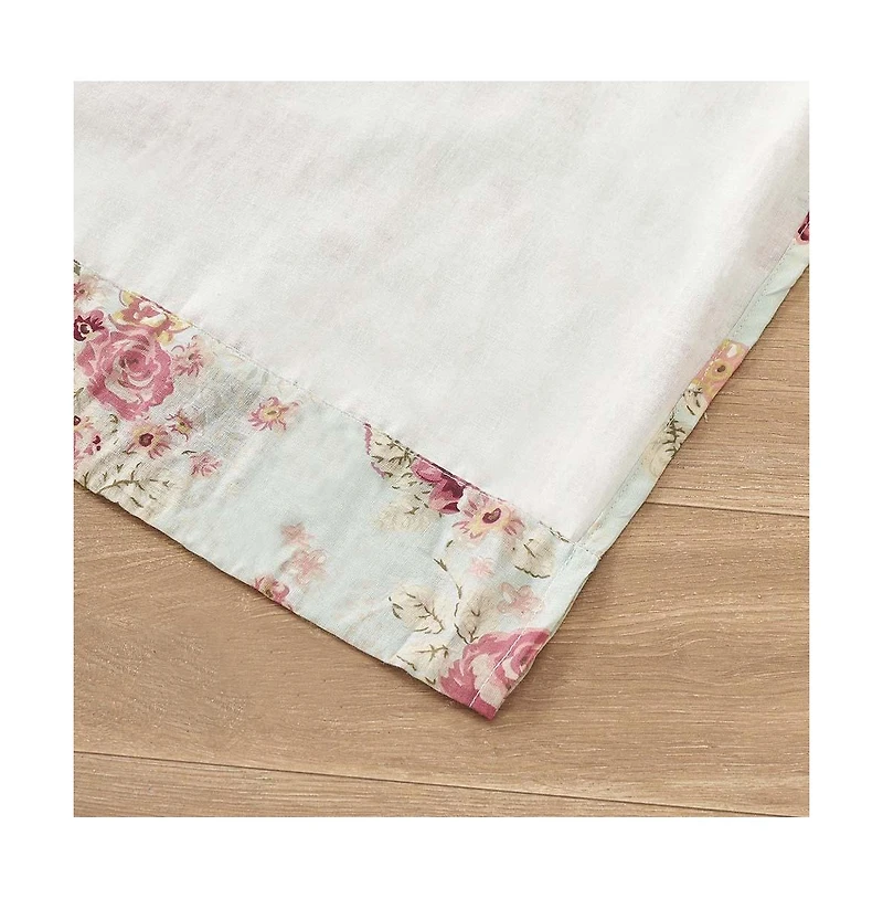 Greenland Home Antique Rose Light Filtering Window Panels with Tie Backs - Each 42"x84" Blue