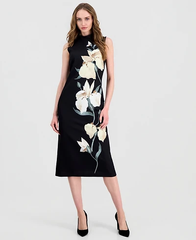 Anne Klein Women's Sleeveless Mock-Neck Sheath Dress