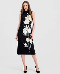 Anne Klein Women's Sleeveless Mock-Neck Sheath Dress