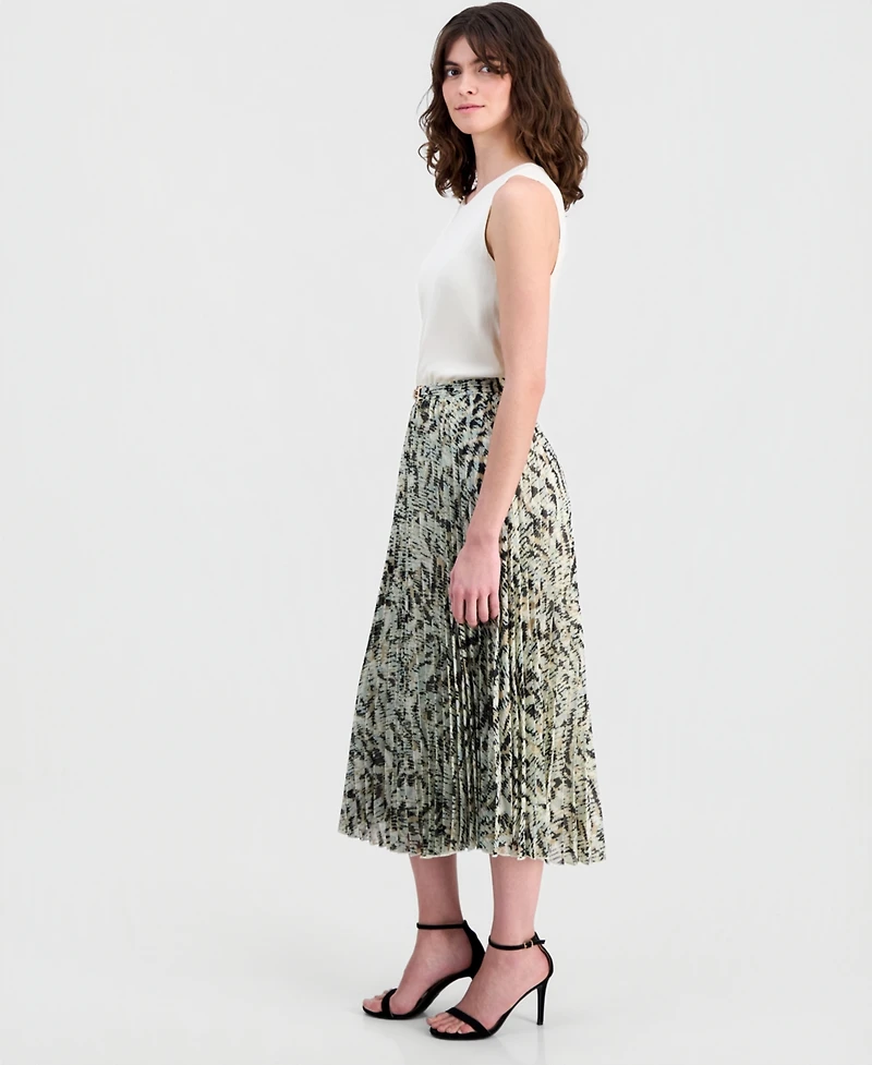 Anne Klein Women's Belted Pleated Midi Skirt