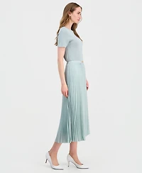 Anne Klein Women's Pleated Pull-On Belted Midi Skirt