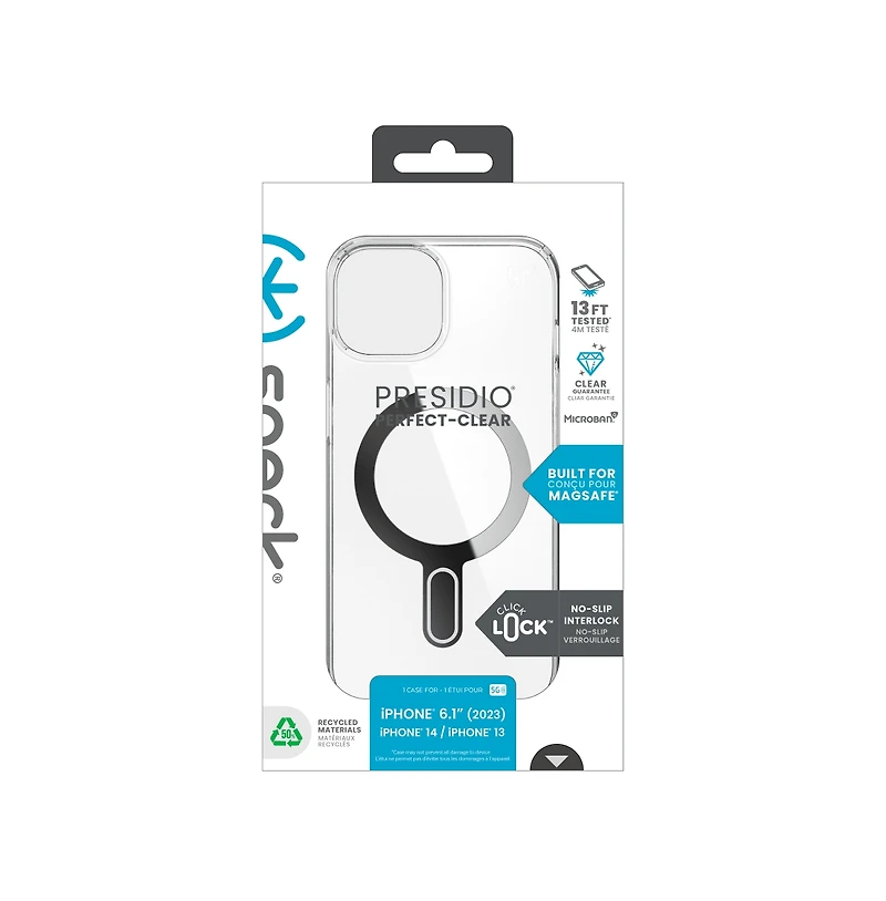 Speck Presidio Perfect Clear MagSafe Case for Apple iPhone 15 / iPhone 14 / iPhone 13 / IPSE2025