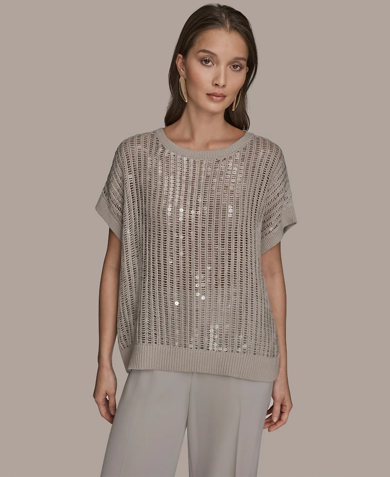 Donna Karan New York Women's Short-Sleeve Crewneck Sweater