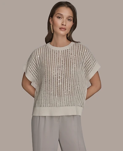 Donna Karan New York Women's Short-Sleeve Crewneck Sweater