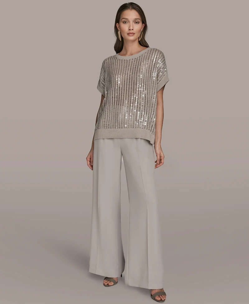 Donna Karan New York Women's Short-Sleeve Crewneck Sweater