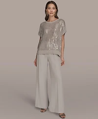 Donna Karan New York Women's Short-Sleeve Crewneck Sweater