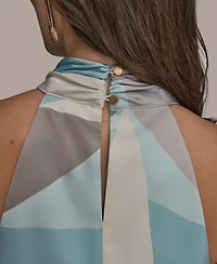 Donna Karan New York Women's Printed Twist Halter Neck Top