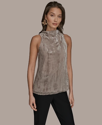 Donna Karan New York Women's High Cowl Neck Burnout Top
