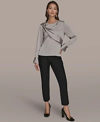Donna Karan New York Women's Scoop Neck Long-Sleeve Top