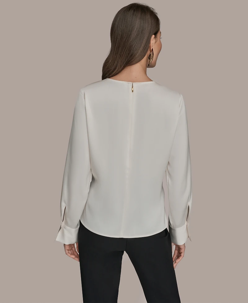 Donna Karan New York Women's Scoop Neck Long-Sleeve Top