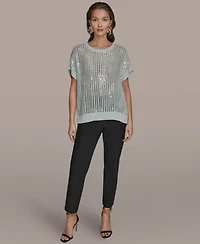 Donna Karan New York Women's Short-Sleeve Crewneck Sweater