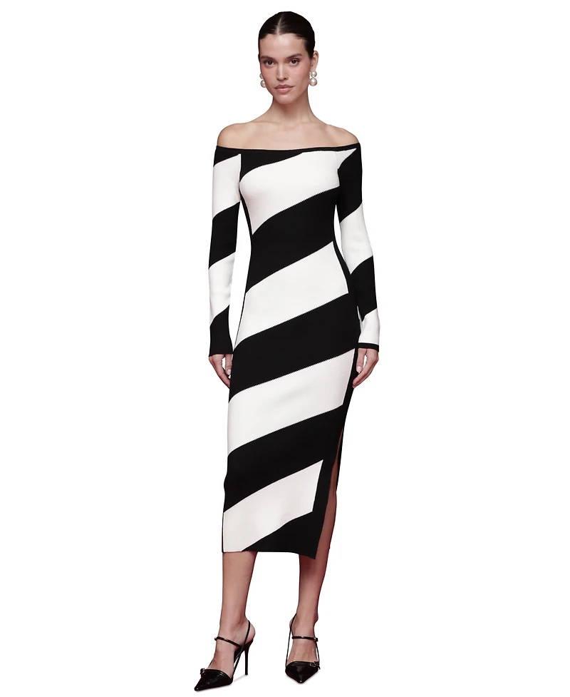 Avec Les Filles Women's Off-The-Shoulder Midi Sweater Dress