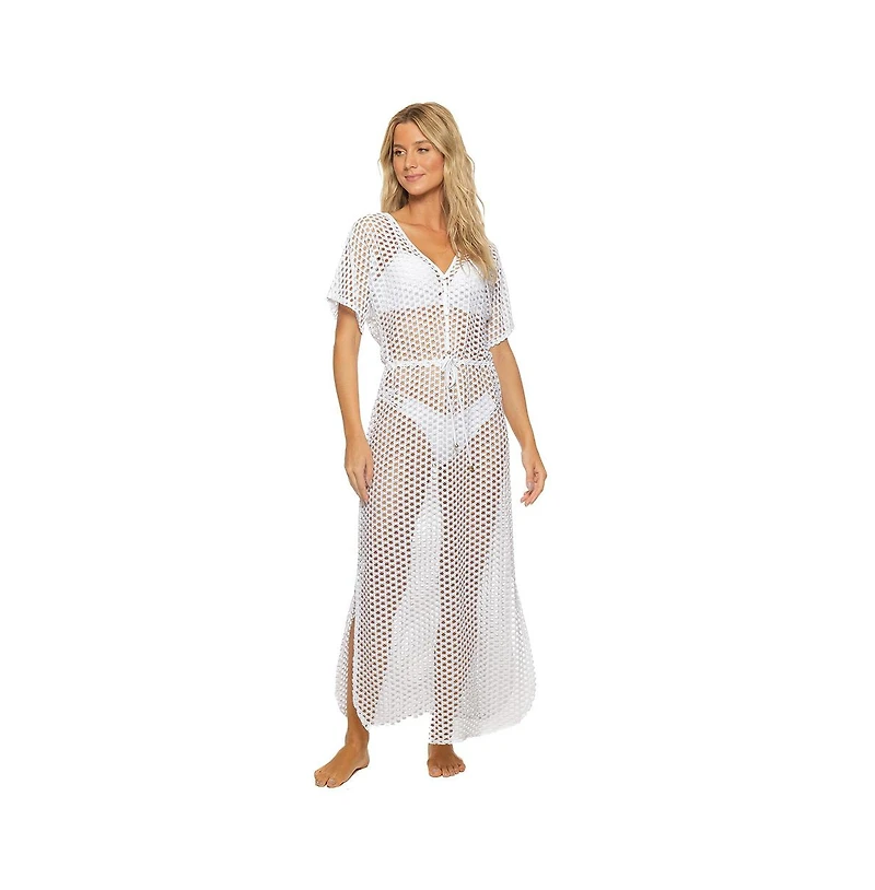 Guria Beachwear Women's Lattice V Neck Long Dress Cover-up
