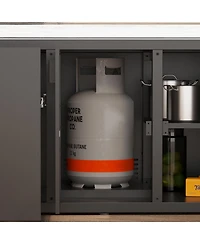 Homsee 8x5 Ft Galvanized Steel Frame Stainless Steel Tabletop Cedar Roof Outdoor Bar