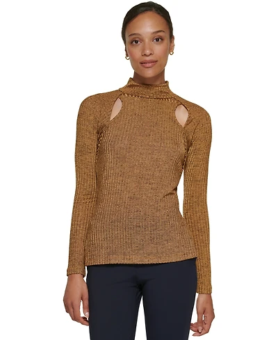 Dkny Petite Long-Sleeve Tie Neck Blouse