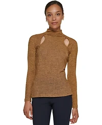 Dkny Petite Long-Sleeve Tie Neck Blouse