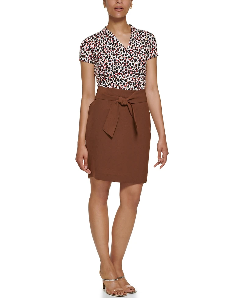 Dkny Petite Tie Front A-Line Skirt
