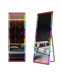 Vlsrka Wall-mounted or freestanding rectangular full-length mirror with adjustable Rgb lighting.
