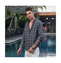 Campus Sutra Men's Charcoal Grey BiGraph-Check Shirt