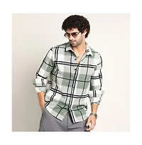 Campus Sutra Men's Sage Green Overlap Buffalo Shirt