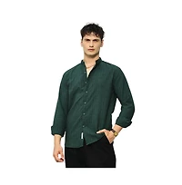 Campus Sutra Men's Emerald Green Pinstriped-Tactile Shirt