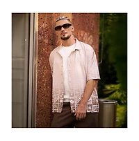 Campus Sutra Men's Ecru Beige Tropics Ombre-Tactile Shirt