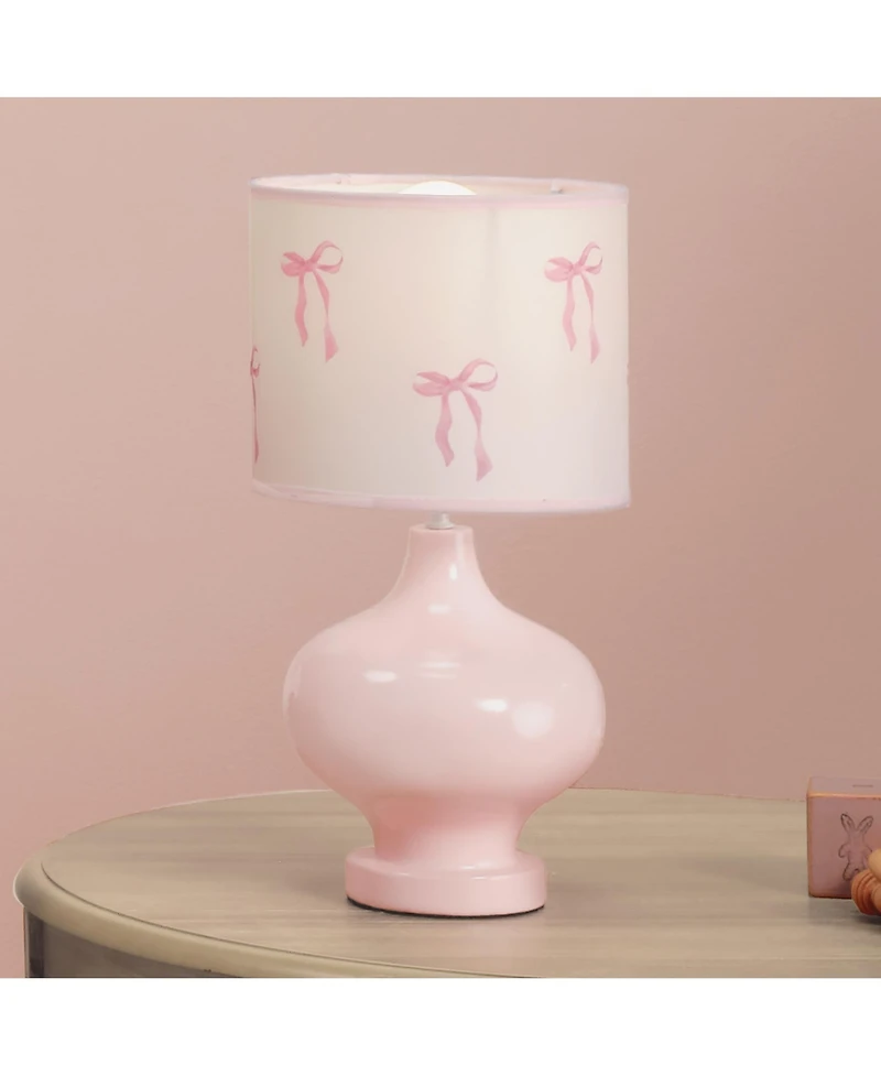 Lambs & Ivy Coquette Floral Aesthetic Pink Bows Lamp with Shade