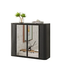 Clihome Green Wall-Mounted Bathroom Cabinet with Mirror – Ideal for Bathroom, Living Room, Kitchen & Dining Area
