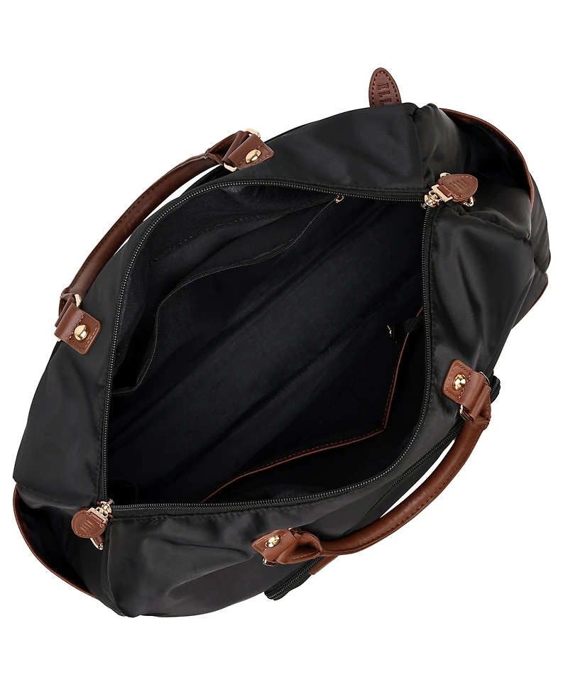 Elle Luxe Journey 13" Twill and Faux Leather Weekender Duffel Bag