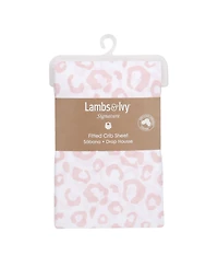 Lambs & Ivy Signature Pink/White Leopard Organic Cotton Fitted Crib Sheet