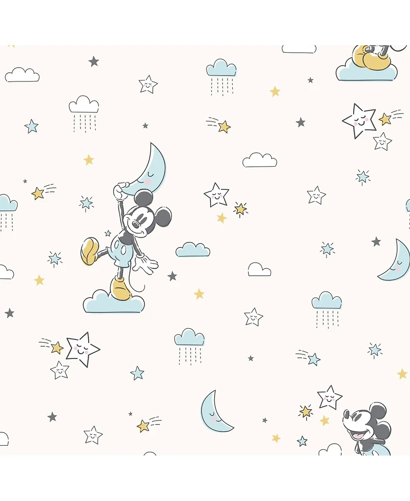 Lambs & Ivy Disney Baby Moonlight Mickey Mouse Fitted Crib Sheet - White