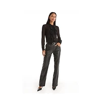 The Noli Shop Women's Georgia Semi-Sheer Blouse - Burgundy