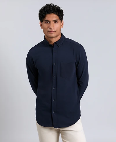 Kenneth Cole Men's Slim-Fit Plain White Performance Long-Sleeve Button-Down Shirt