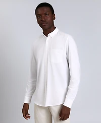 Kenneth Cole Men's Slim-Fit Plain White Performance Long-Sleeve Button-Down Shirt