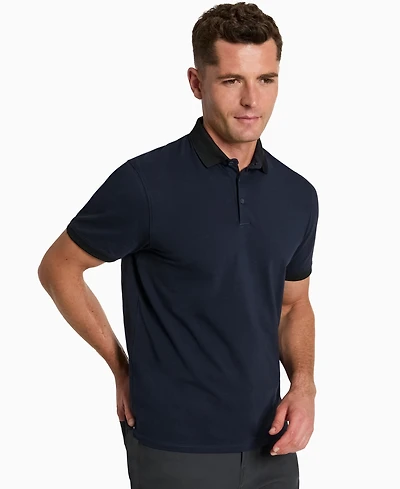 Kenneth Cole Men's Solid Button Placket Polo Shirt