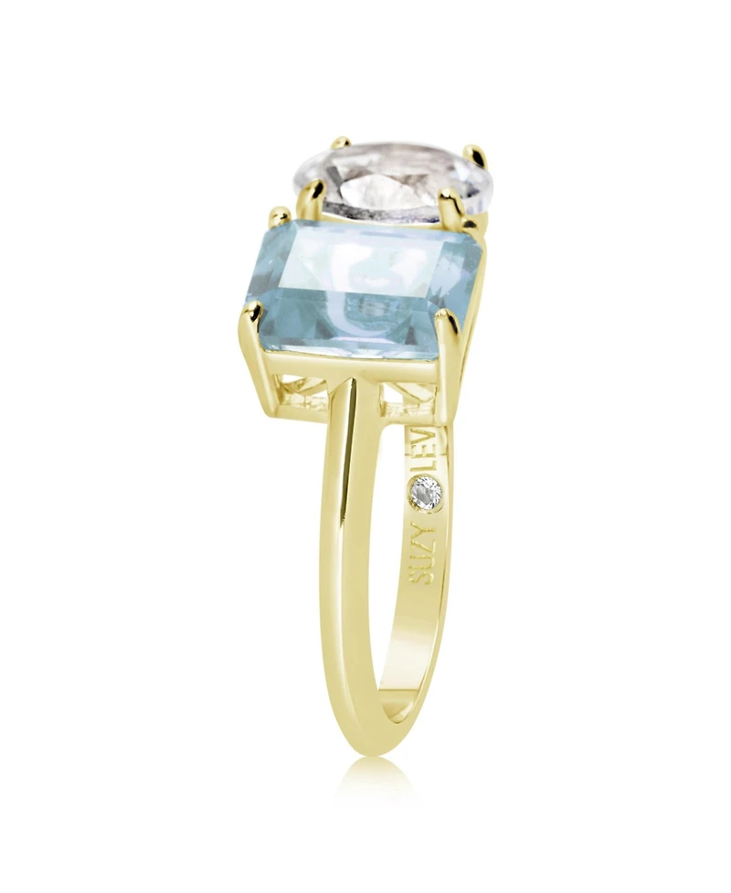Suzy Levian Sterling Silver Gemstone Toi et Moi Two-Stone Ring