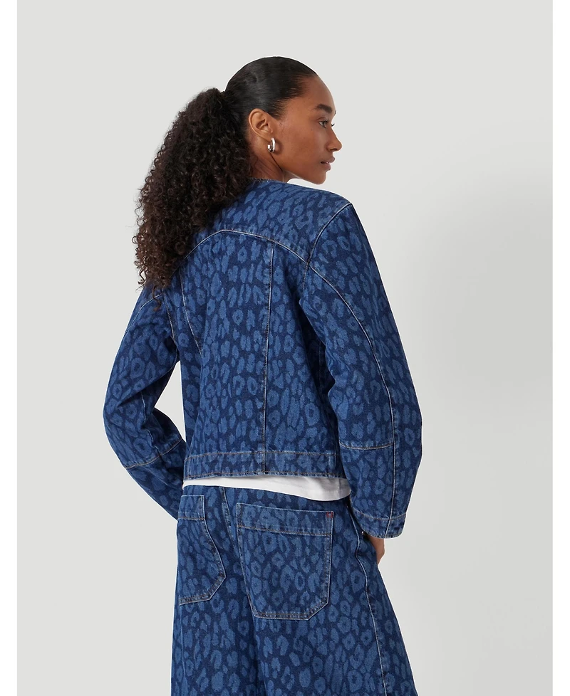 Hush Women's Velma Leopard Print Denim Jacket