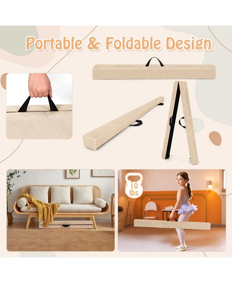 Skonyon Folding Balance Beam with Solid Wood Base and Anti-slip Bottom